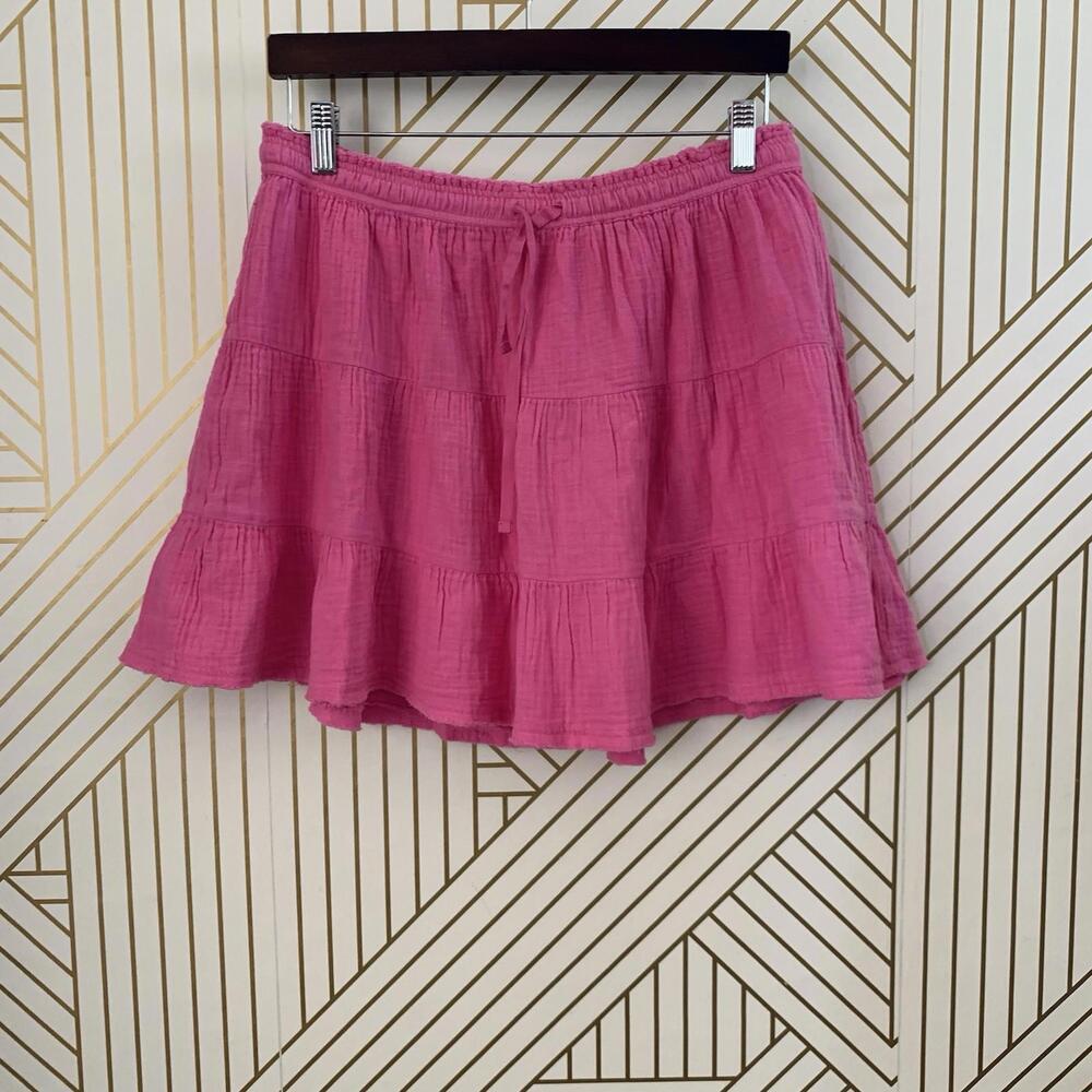 Aerie Pool To Party 100% Cotton Gauze Flare a line Tiered Flowy skirt drawstring
